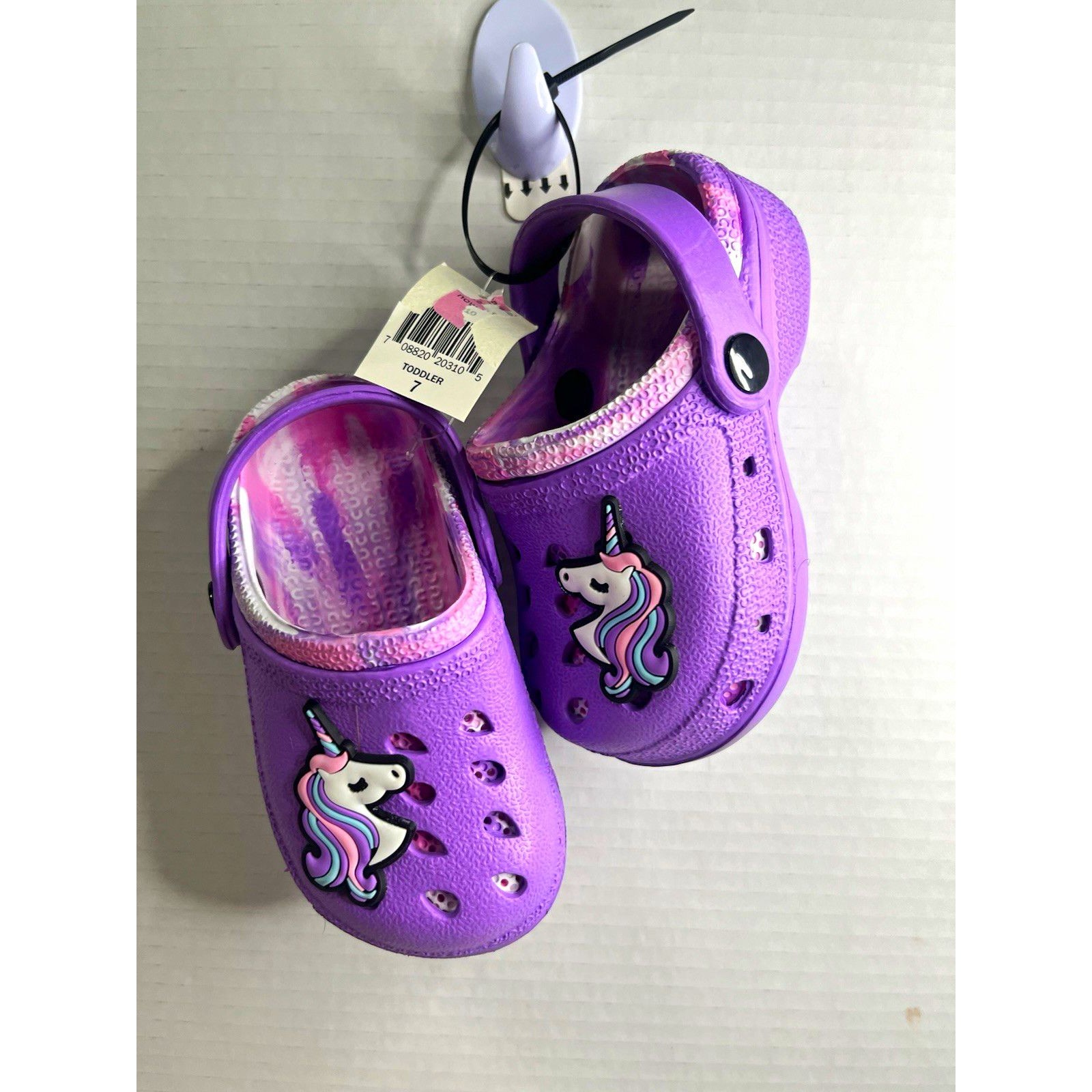 Girls Purple Unicorn Clog Slip-On Shoes Us 7 Adjustable Heel Strap